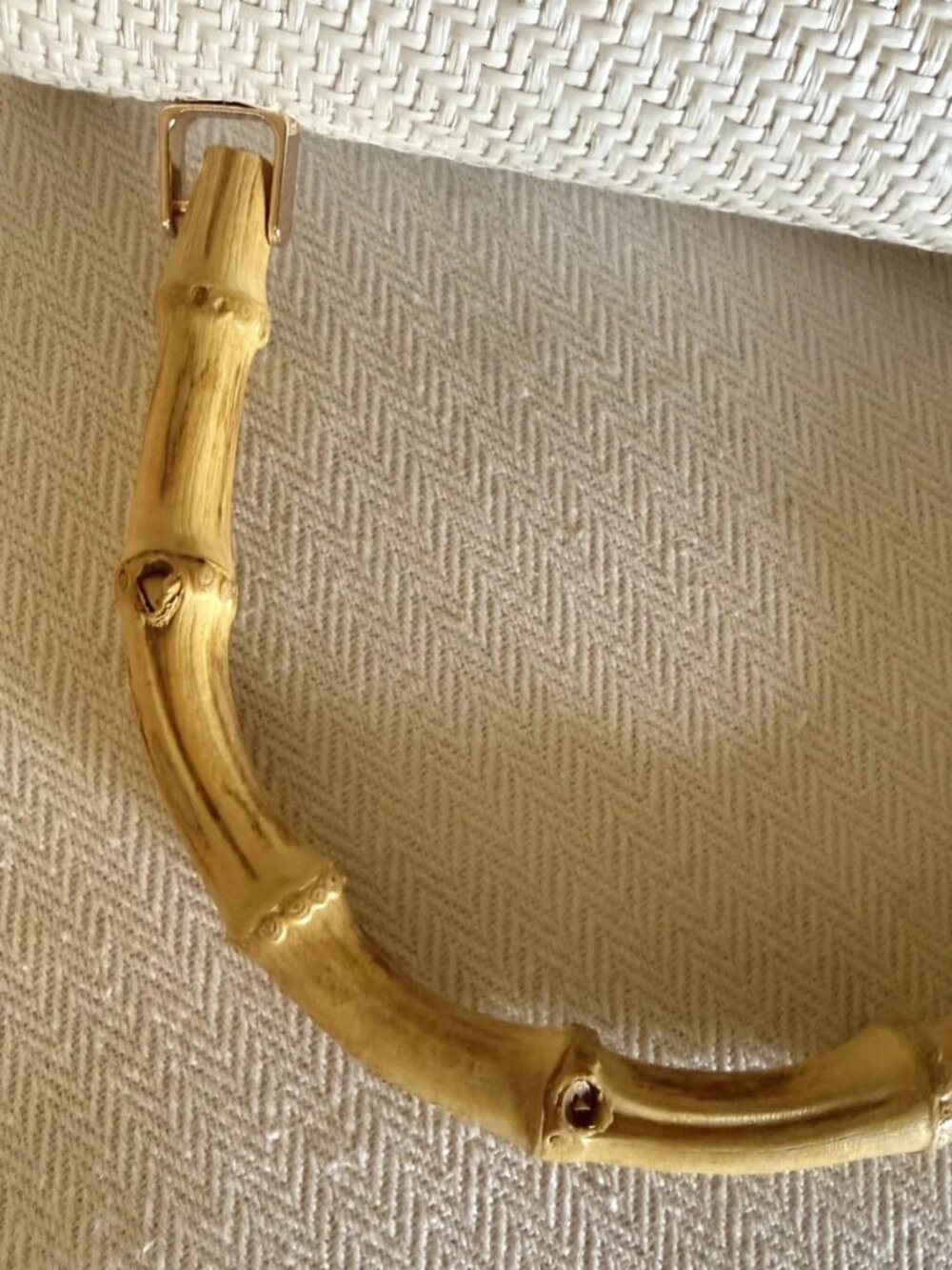 Tommy Bahama Woven Straw Natural Bag Bamboo Handle Gold Chain NWT - Picture 15 of 16